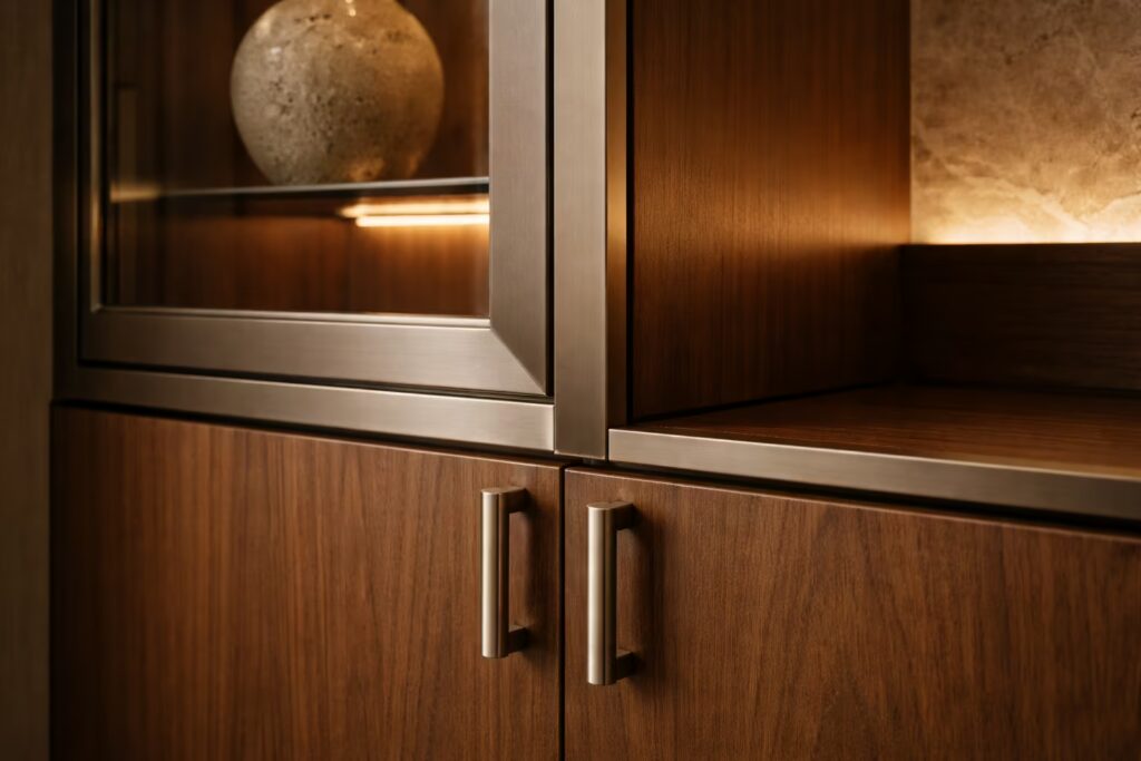Close-up of premium cabinetry craftsmanship with precision detailing — Cmilano Craftsmanship & Quality