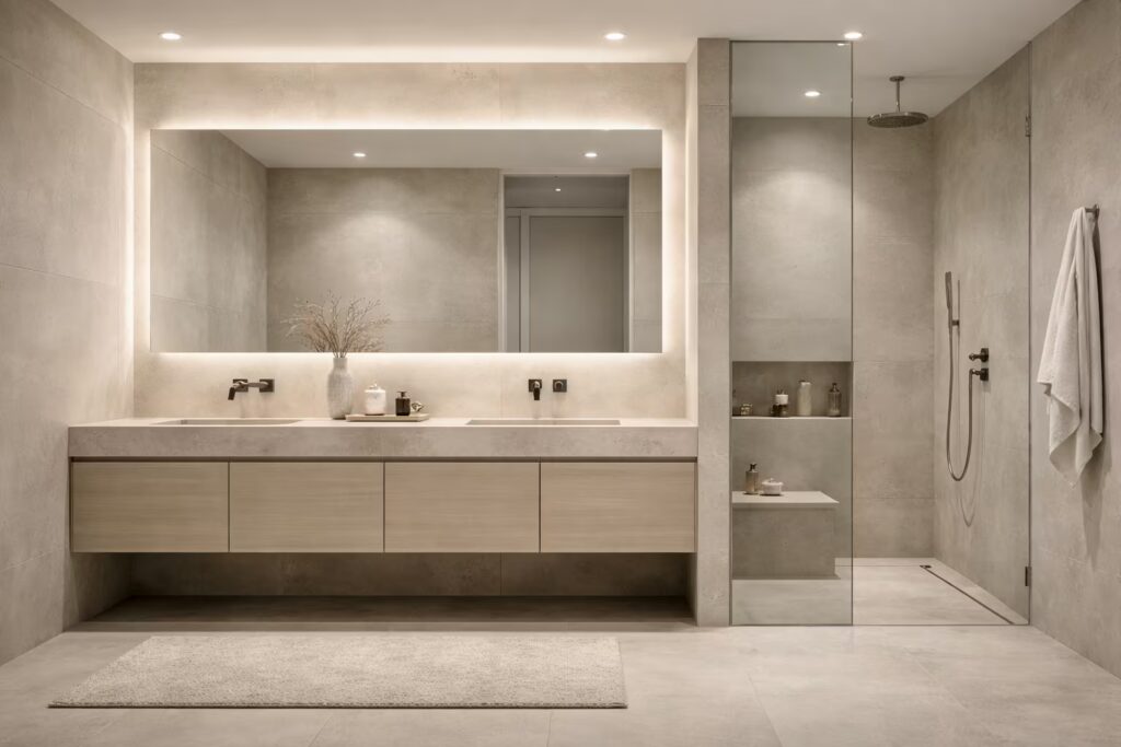 German precision minimalist bathroom design by Cmilano Chennai