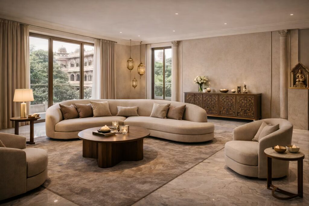 Luxury European-style residential interior with marble flooring — Cmilano Chennai Signature Homes