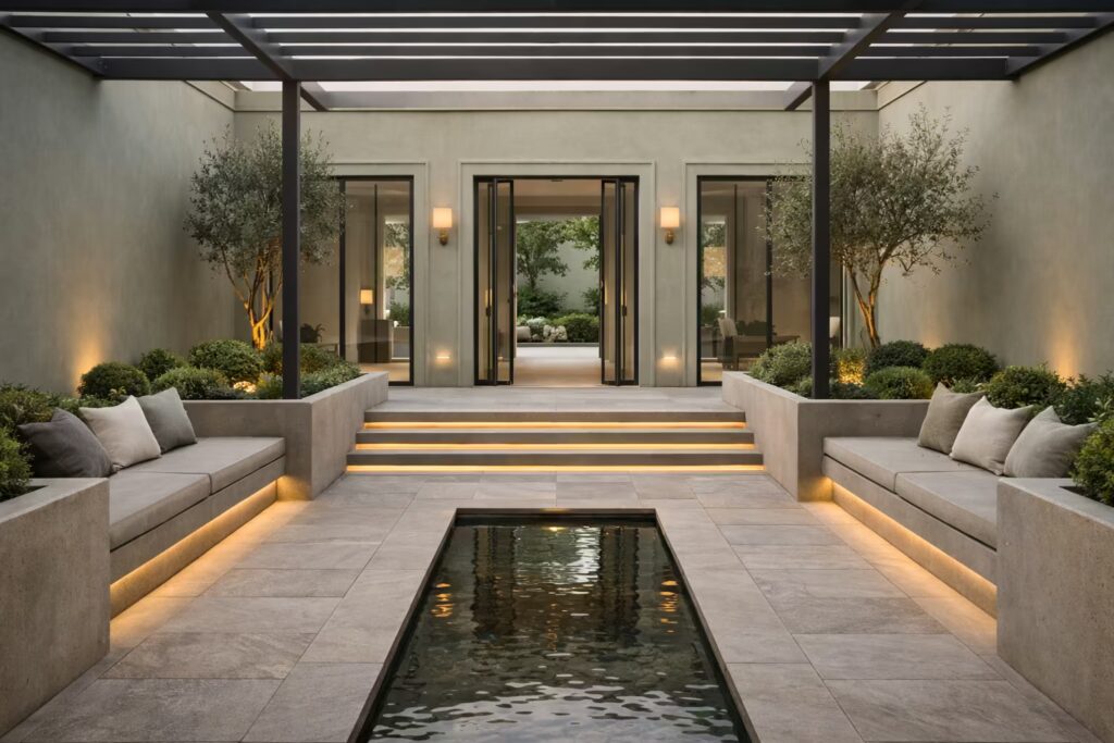 Contemporary European courtyard with structured landscaping by Cmilano