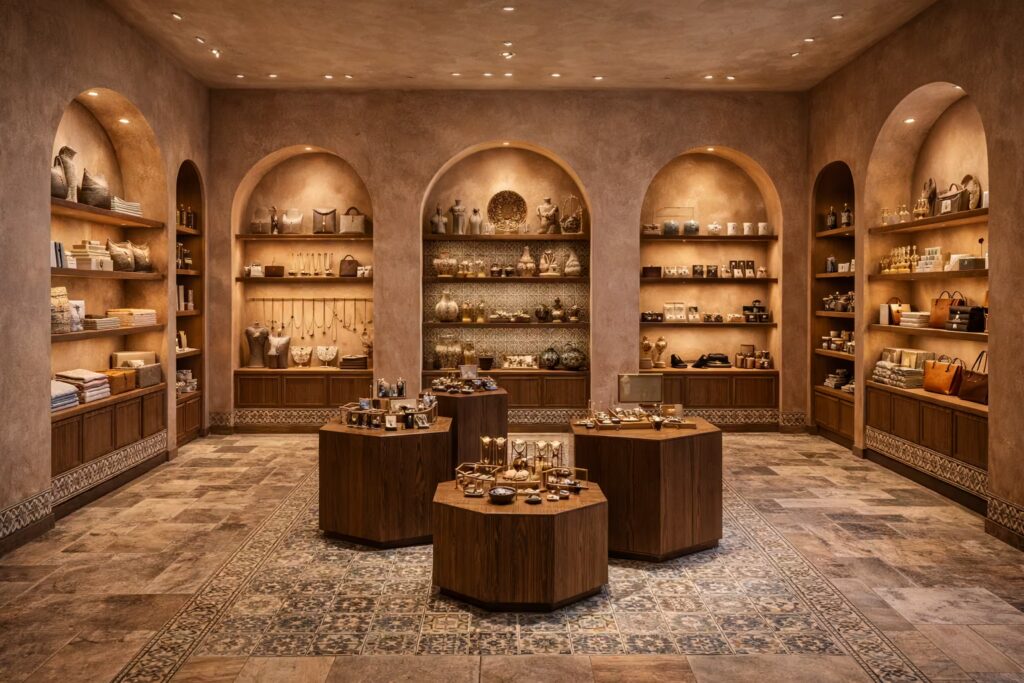 Contemporary Turkish retail interior with artistic display systems by Cmilano