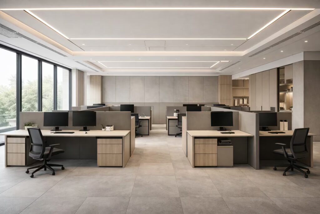 Modular grid corporate office systems with fire-rated materials by Cmilano