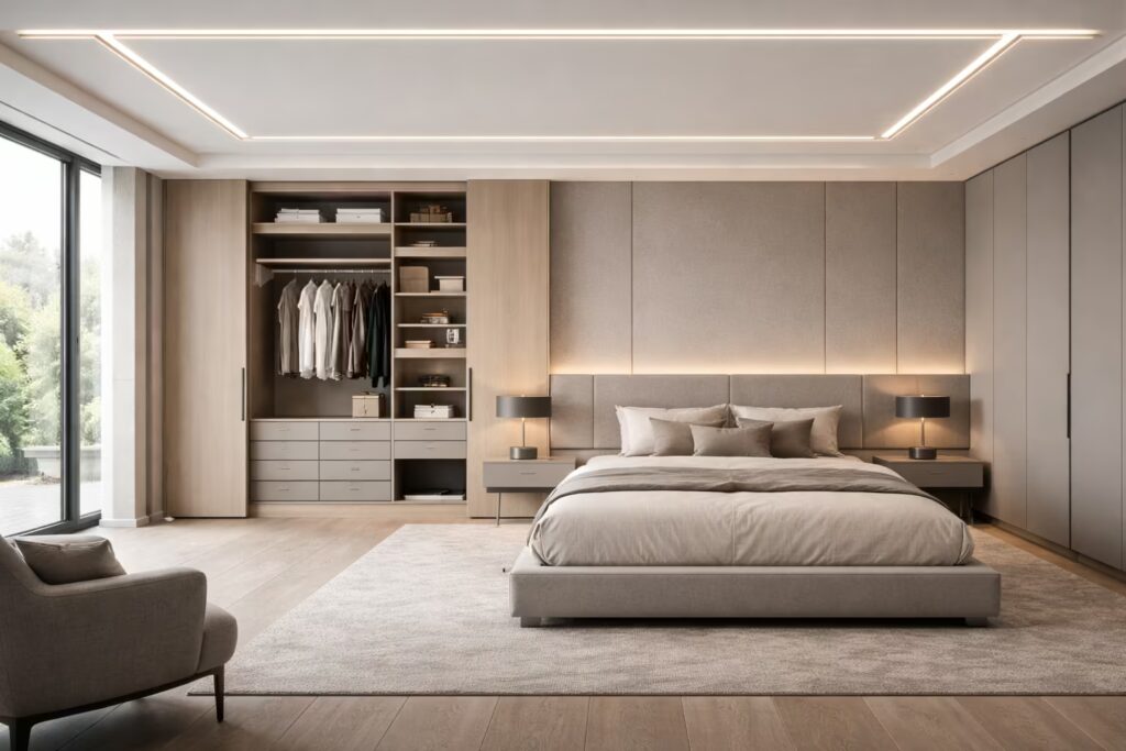 Precision-engineered bedroom wardrobe systems with reinforced partitions by Cmilano