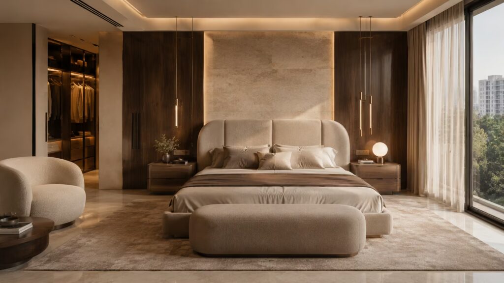 Luxury master bedroom interior design in Chennai homes