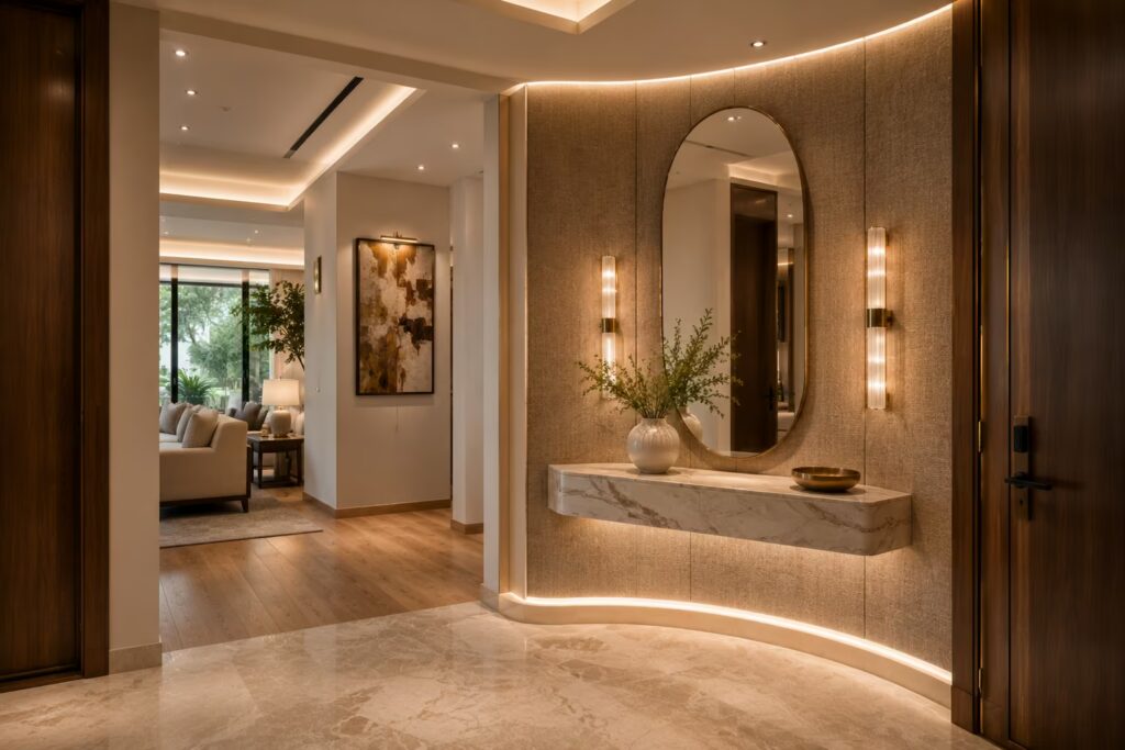 Elegant modern foyer with designer console Cmilano