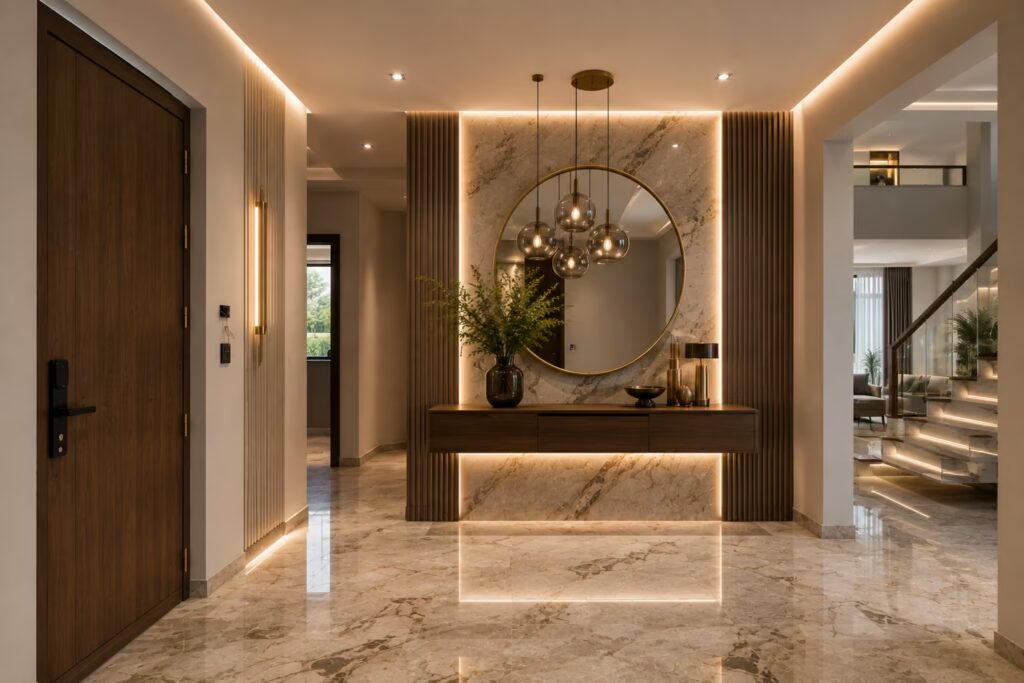 Luxury foyer after interior transformation Cmilano